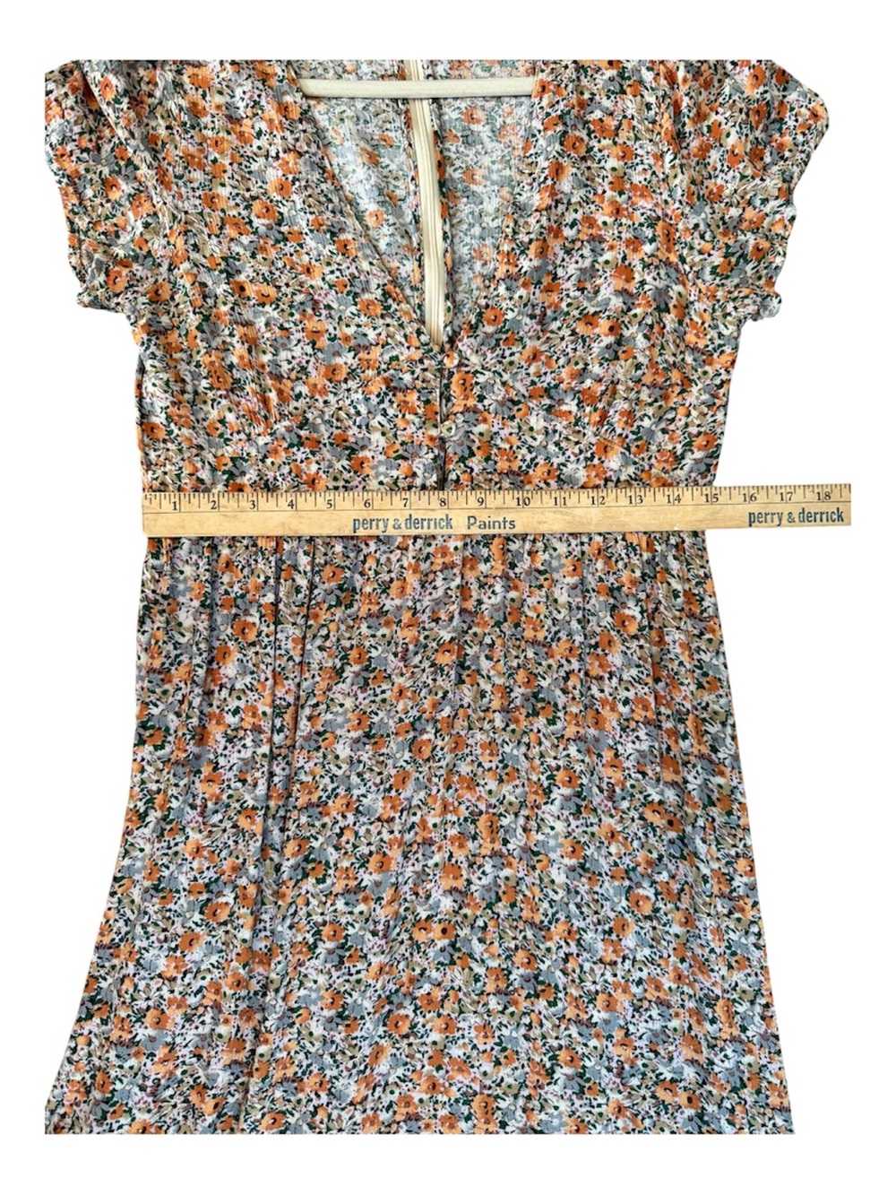 NATURAL LIFE Evangeline Orange and Cream Floral Maxi Dress sz M - Picture 8 of 10